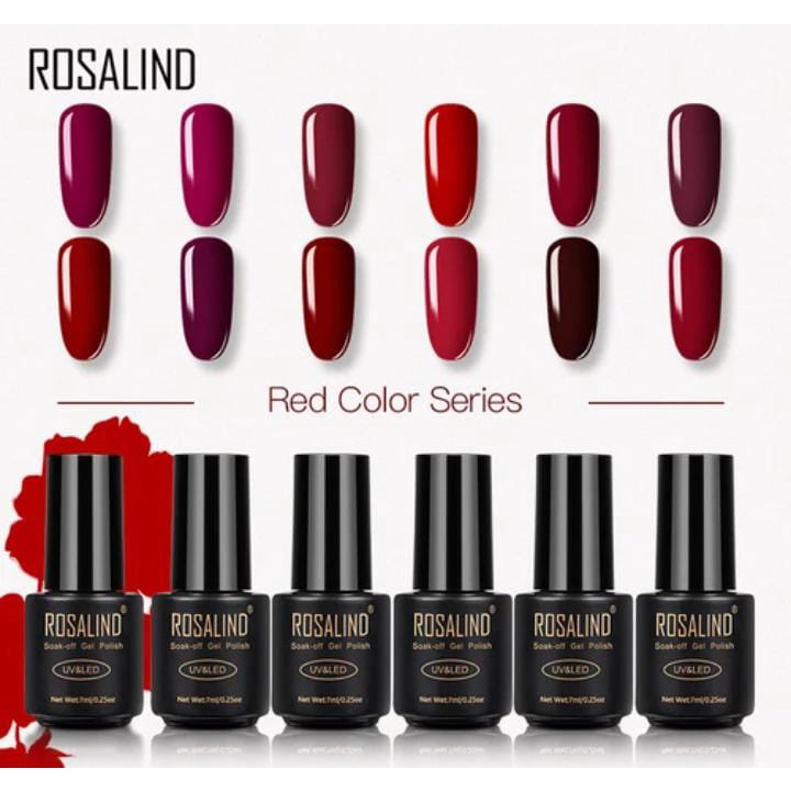 ROSALIND RED SERIES SOAK OFF UV GEL POLISH AHAN LAMA KUTEK GEL MERAH ROSALIND KUTEX GEL KUTEK KUKU NAIL ART