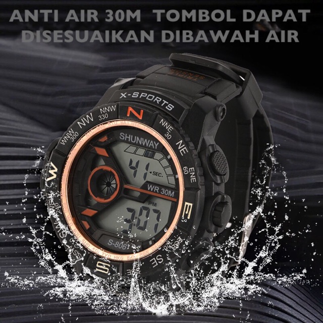 ［W.R 30M］Jam tangan Digital sport pria Anti Air 30M  S-806