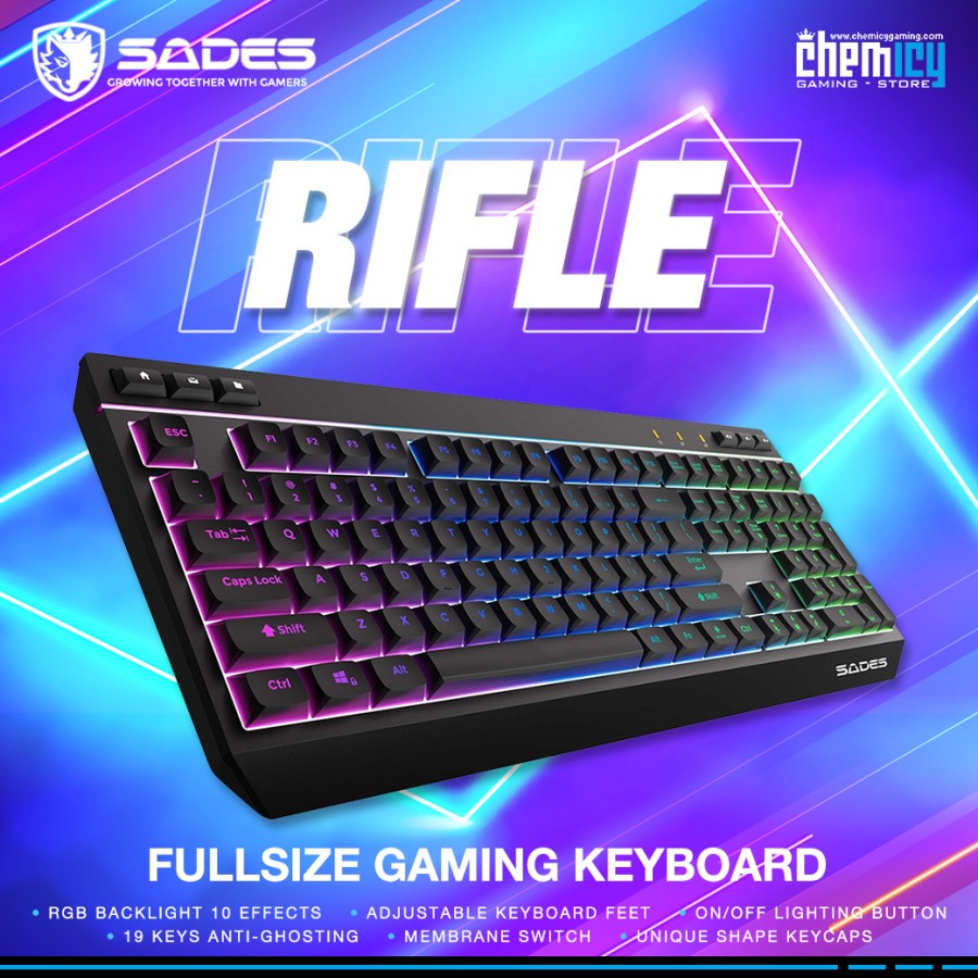 Sades Riffle Fullsize RGB Gaming Keyboard