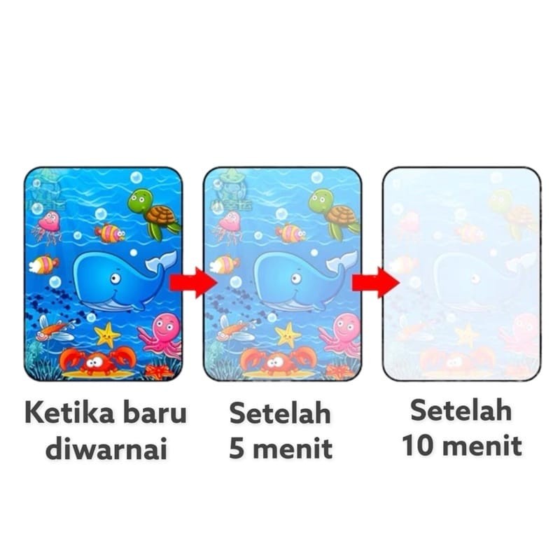 Mainan Anak Magic Water Book Buku Air Gambar Warna Free Pena Edukasi