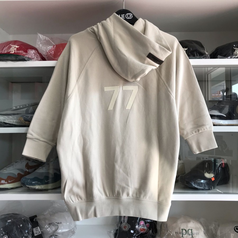 Fear Of God Essentials Beige 3/4 Sleeve 1977 Hoodie Wheat 100% Original
