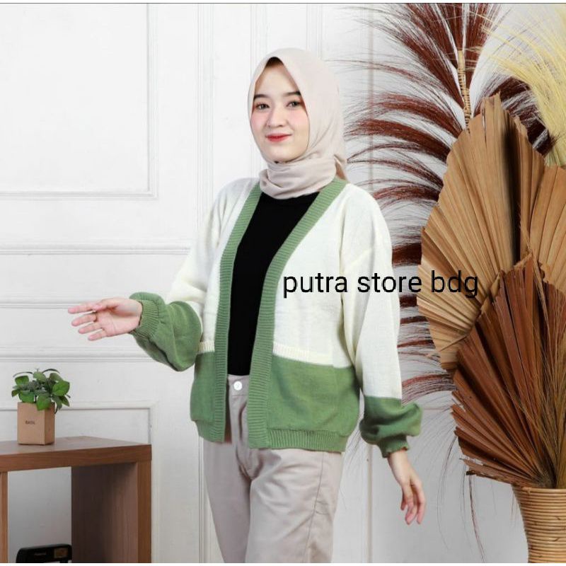 CLARA COMBO CARDIGAN RAJUT WANITA RAJUT TEBAL PREMIUM