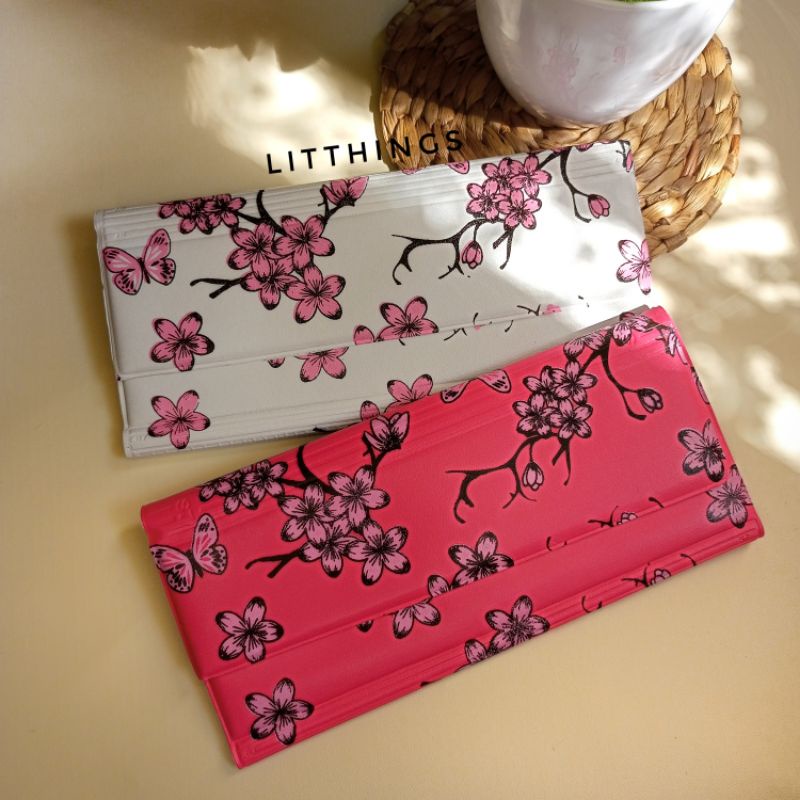 Dompet Pintar Pengatur Keuangan Bulanan Wallet Organizer Dompet Disiplin Keuangan bulanan motif Bunga Sakura