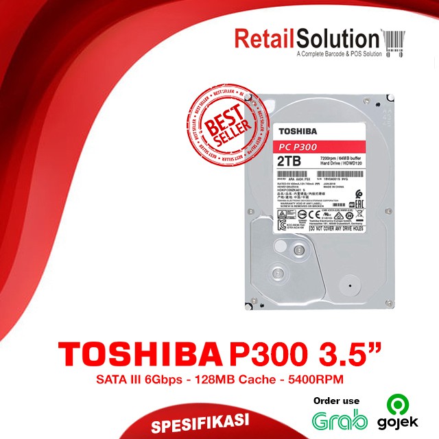 HDD PC Desktop 3.5&quot; - Toshiba P300 2TB 5400RPM SATA Garansi Resmi