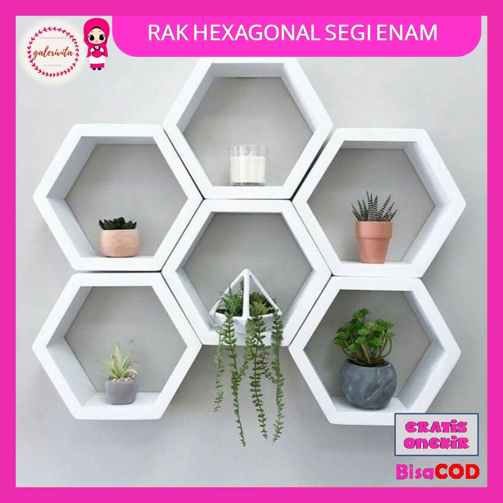 Jual Rak Dinding Hexagonal Segi Enam Rak Hexagonal Satu Set Isi