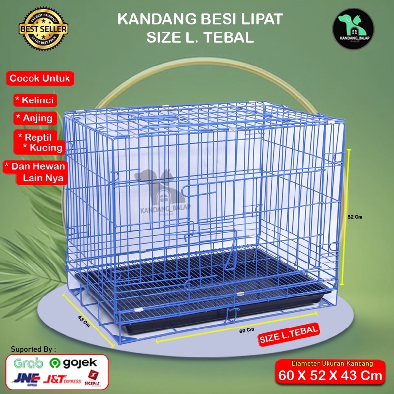 KANDANG BESI LIPAT SIZE L (60x55x43) TEBAL u/ KUCING, ANJING, KELINCI DLL-4
