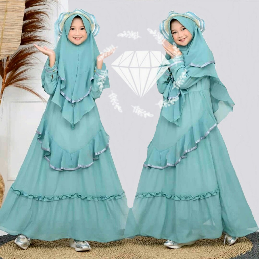 RAT-Syari Kid Duvency Full Moscrepe , syari anak perempuan , gamis anak usia 6-9 tahun , baju muslim