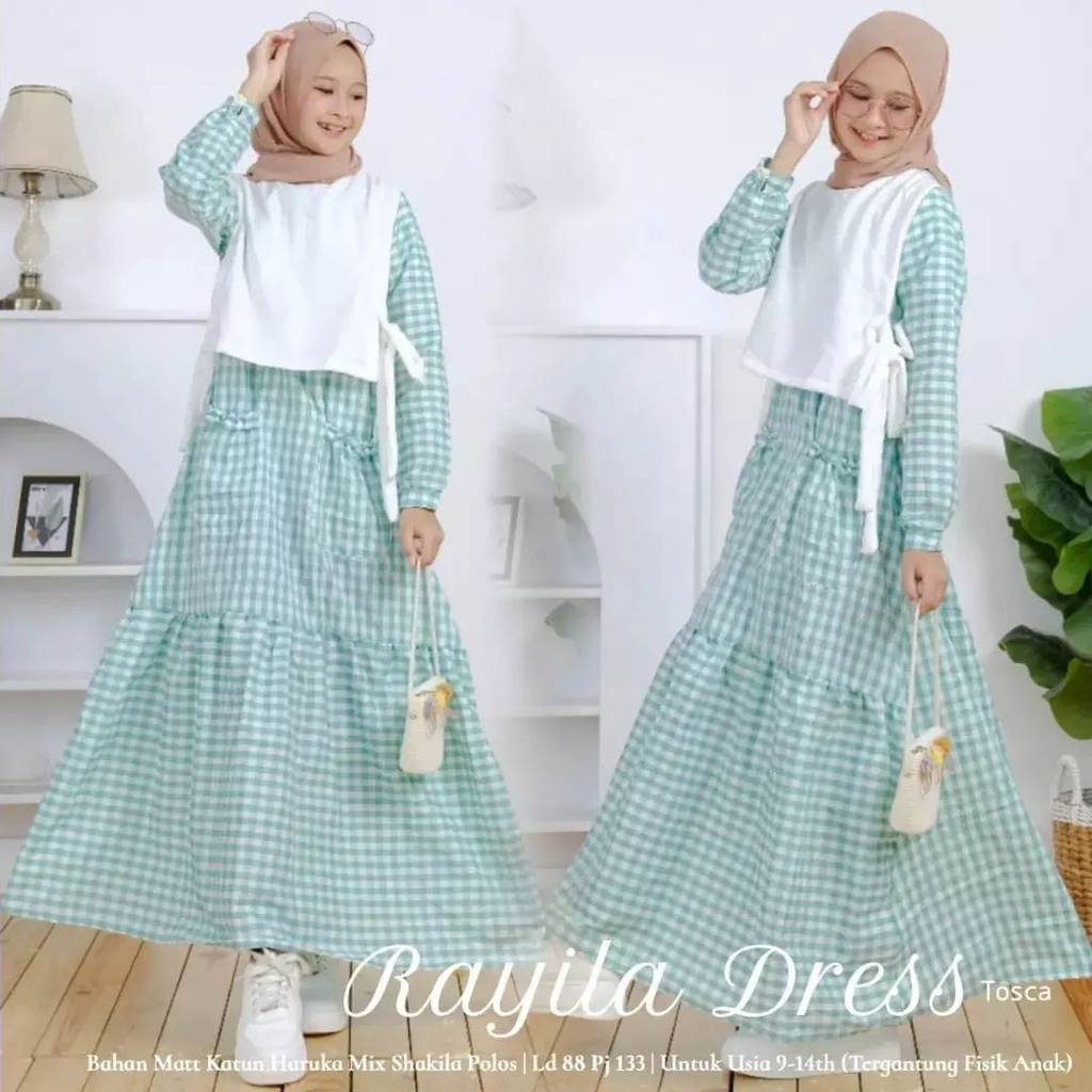 PROMO GAMIS RAYILA SYARI KIDS 8-13 Thn Dress Anak perempuan Tanggung dress Kotak Anak Import Murah D