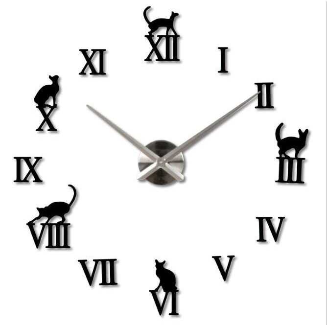 Jam Dinding Besar DIY Giant Wall Clock Model Kucing Lucu - DIY-203