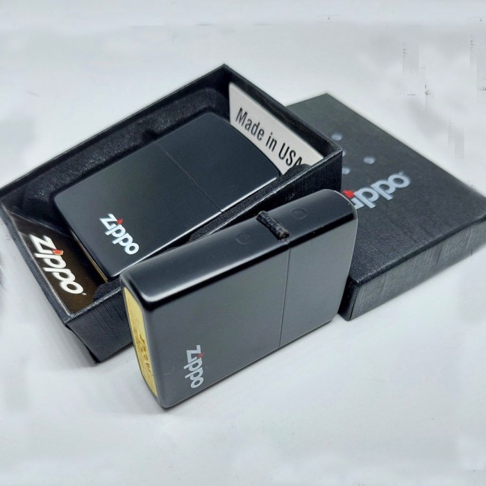 Korek Api Zippo Matte Hitam Logo Bawah Grade Ori