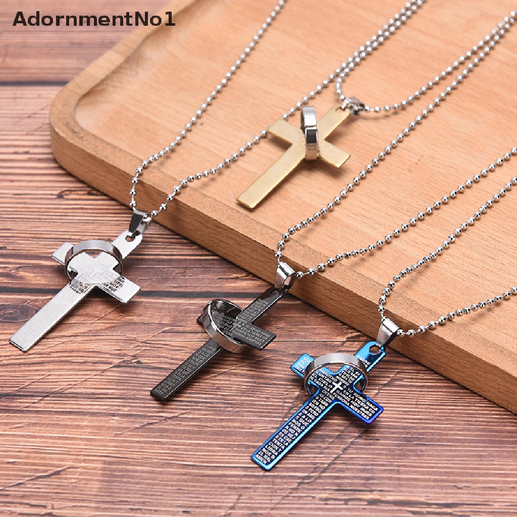 (AdornmentNo1) Kalung Rantai Dengan Liontin Salib Yesus Bahan Alloy Untuk Pasangan / Pria / Wanita