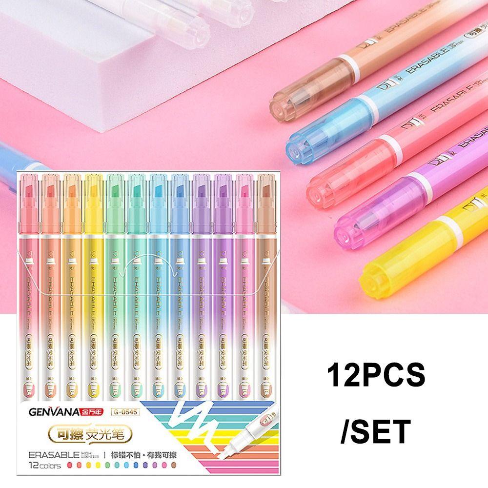 Preva 12PCS/Set Stabilo Pen Set Good-looking Perlengkapan Kantor Sekolah Menggambar Graffiti Dihapus Stabilo Alat Tulis Pena Warna