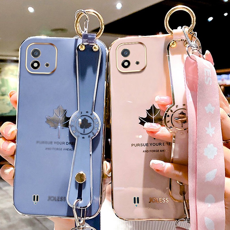 Case Motif Daun Maple Dengan lanyard Untuk OPPO Realme C20 C11 2021