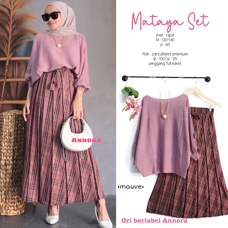 MATAYA SETELAN & ELINA SETELAN ( ATASAN + ROK ) / READY BEST SELLER-Mataya mauve