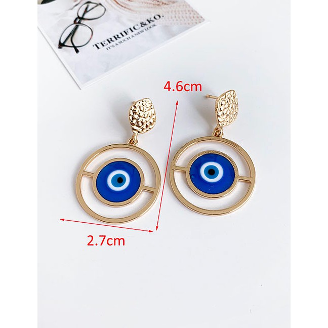 LRC Anting Tusuk Fashion Alloy Resin Eye Cutout Round Stud Earrings D96441