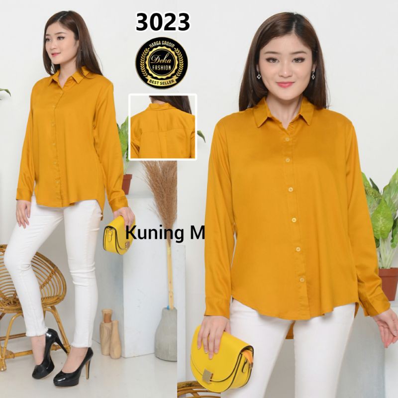 KEMEJA WANITA KATUN TWILL 30s - 3023-Kuning M