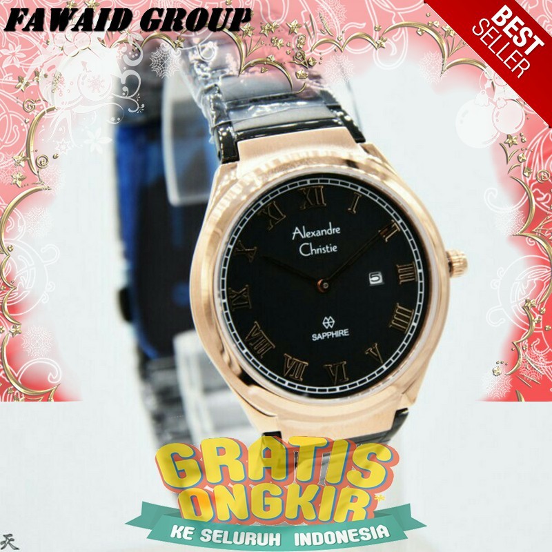 BEST SELLER JAM TANGAN WANITA ALEXANDRE CHRISTIE AC 8538 WANITA SAPPHIRE ROSEGOLD BLACK ORIGINAL