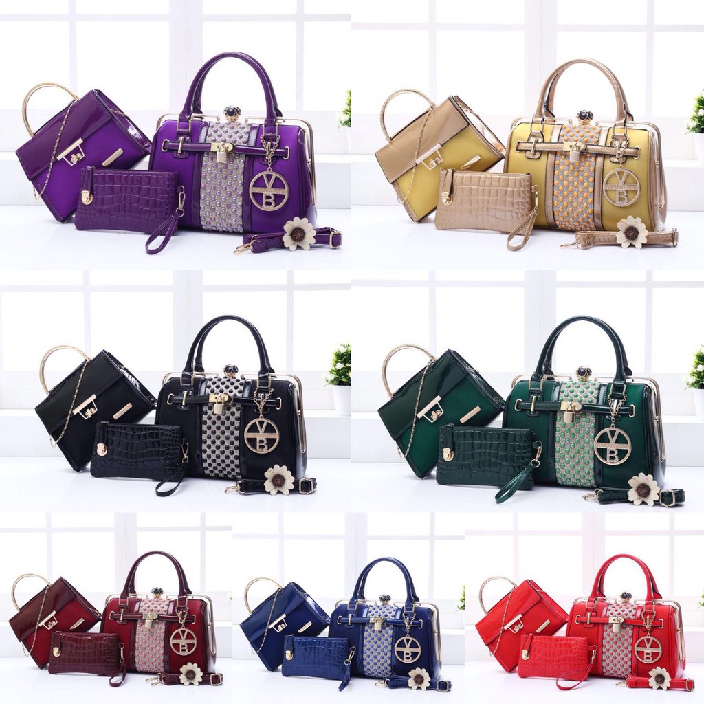 NEW ARRIVAL  VB Behel 8326 New Swarovski DEN HANDBAG WANITA TAS MEWAH TAS LEBARAN TAS JALAN IMPORT