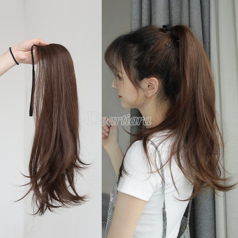 Wig / Rambut Palsu Wanita Model Ponytail Keriting Natural Invisible Panjang 45cm