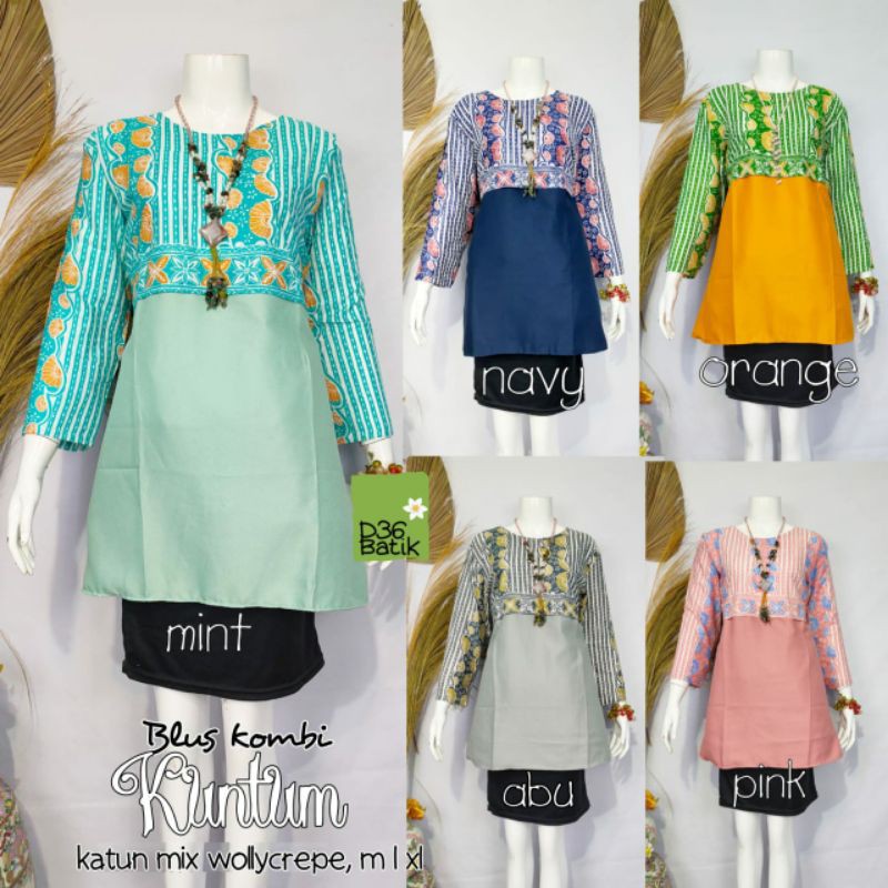 Blus Kombi Kuntum atasan batik wanita modern kasual modern