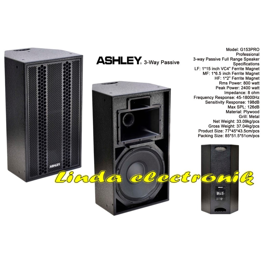 speaker pasif ashley G153PRO 3way ORYGINAL 1pcs  ashley g 153pro g1530 pro