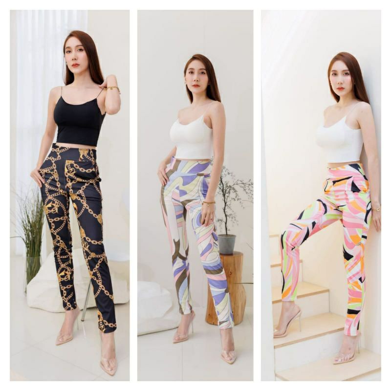 Ready Hw pants motif abstrak wanita fashion bangkok