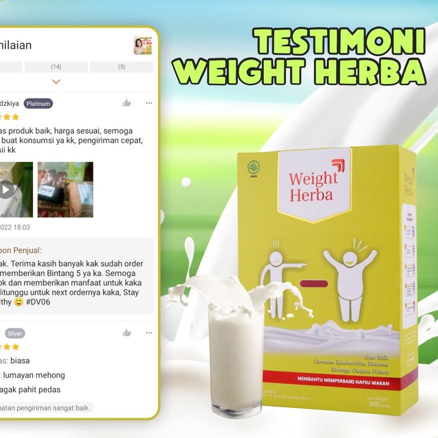 

HOT SALE|SQ29|Weight Herba – Weigt Wight Nutrisi Multivitamin Susu Kambing Etawa Murni Turunkan Kadar Gula Tingkatkan Berat Badan Untuk Anak & Dewasa Penambah Asupan Kalori Jaga Tekanan Darah Tubuh Tingkatkan Daya Serap Usus Isi 200gr