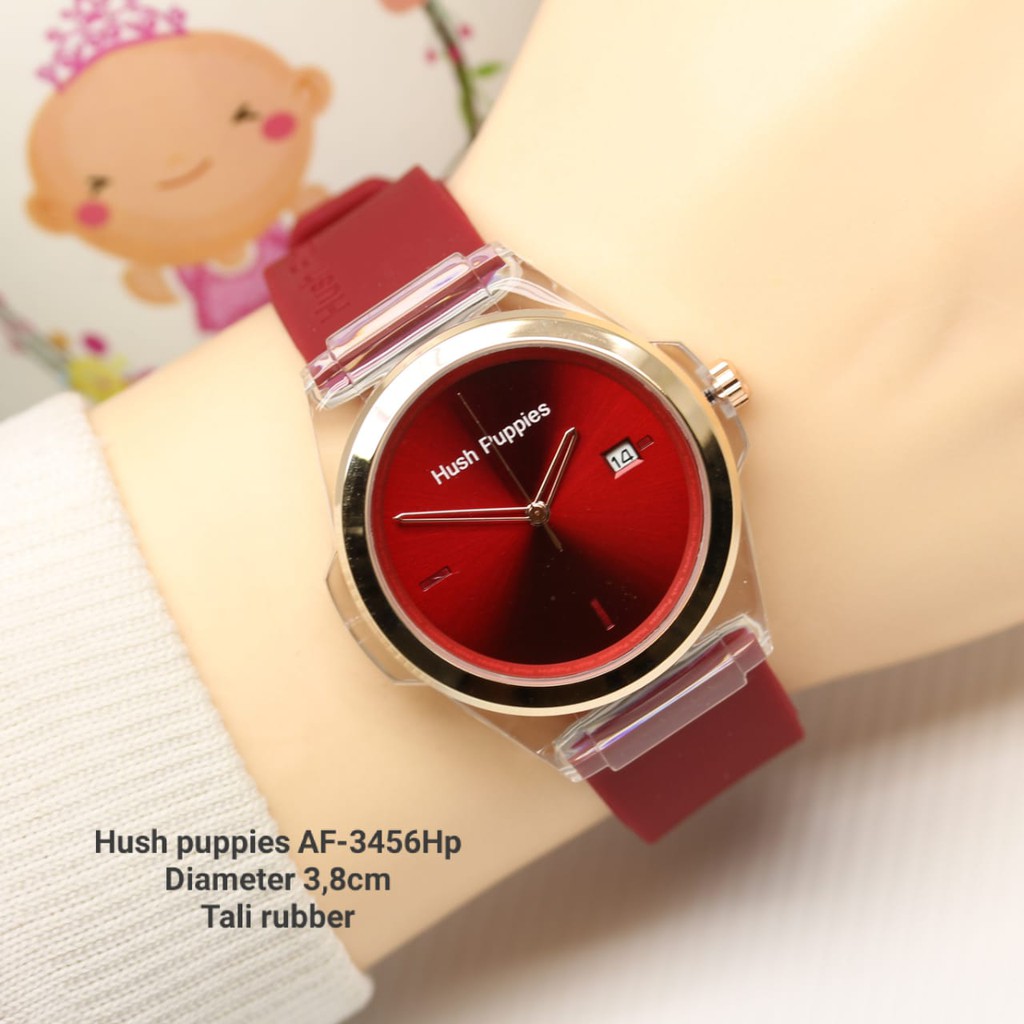 Jam Tangan Wanita Hush Puppies Hp5970 El Tanggal Aktif Rubber Free Box Baterai Shopee Indonesia