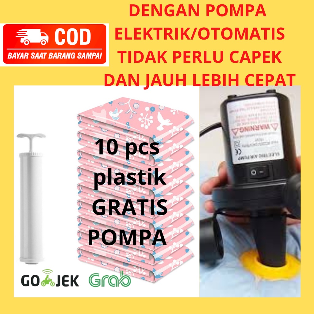 Kantong Plastik Vacuum vacum Vakum Bag Pres Sedot udara Simpan Baju Pakaian Bedcover Boneka di Koper