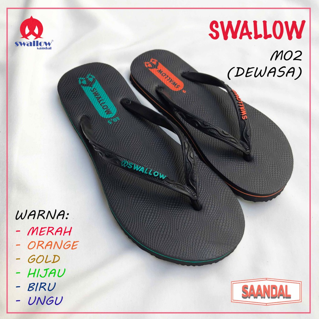 Sandal Jepit Swallow Hitam M02 Pria Wanita Anak (Bisa Eceran)