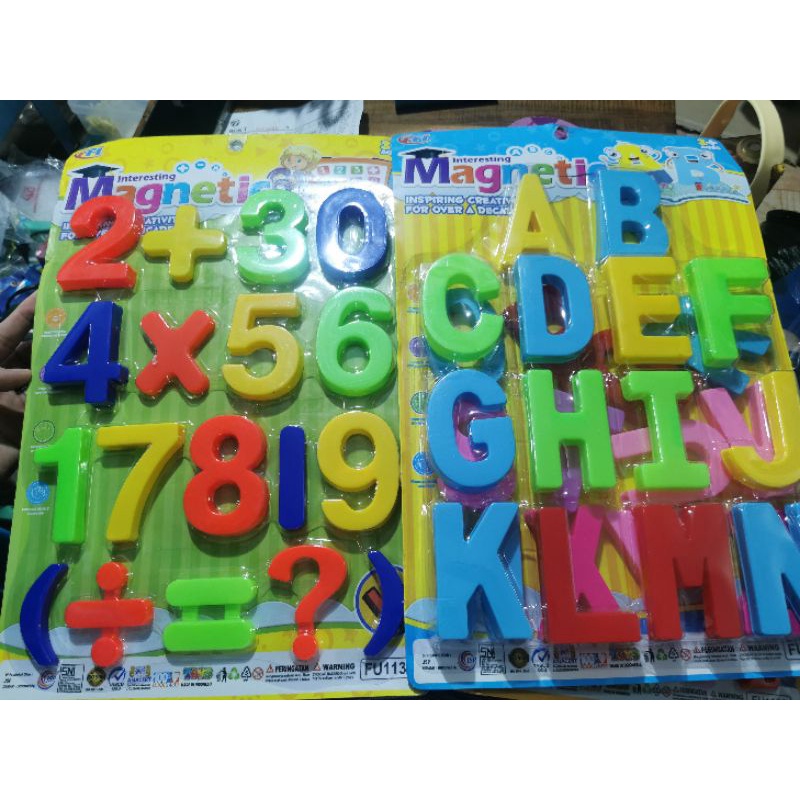 mainan edukasi huruf angka magnet magnetic tempel kulkas abjad