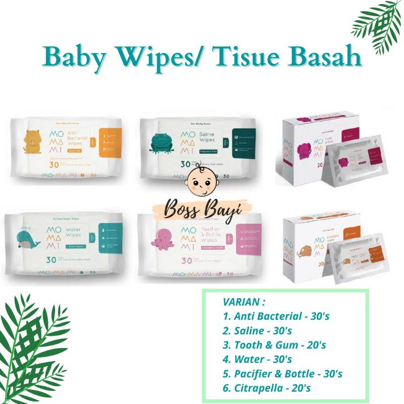 MOMAMI - Water / Saline / Tooth &amp; Gum / Anti Bacterial Wipes / Tisu Basah Bayi Anak