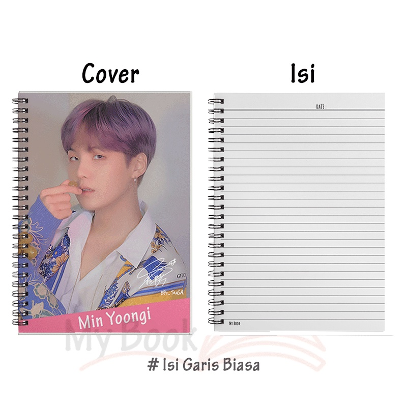Ruled Notebook Diary Agenda Buku Catatan Bergaris A5 Kpop BTS 50 Lembar B07-Suga #2