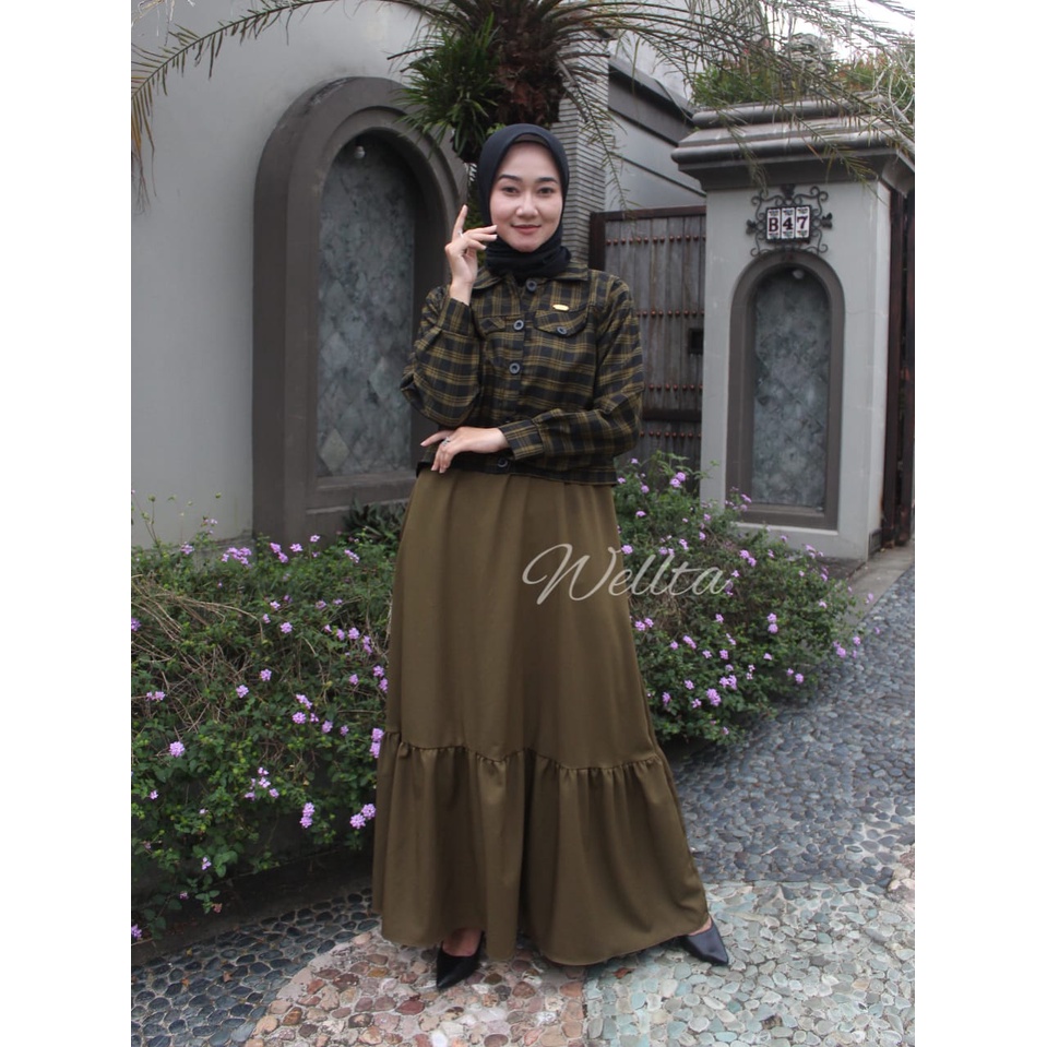 Dress set blezer MiLEA welta dan SAVANA zahin crop top katun motif kotak stylish Korean look vintage