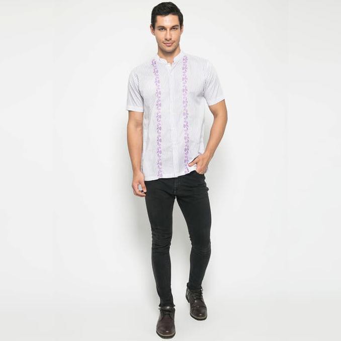 Original Yege Kemeja Baju Koko Embroidered 7064 - Putih, L