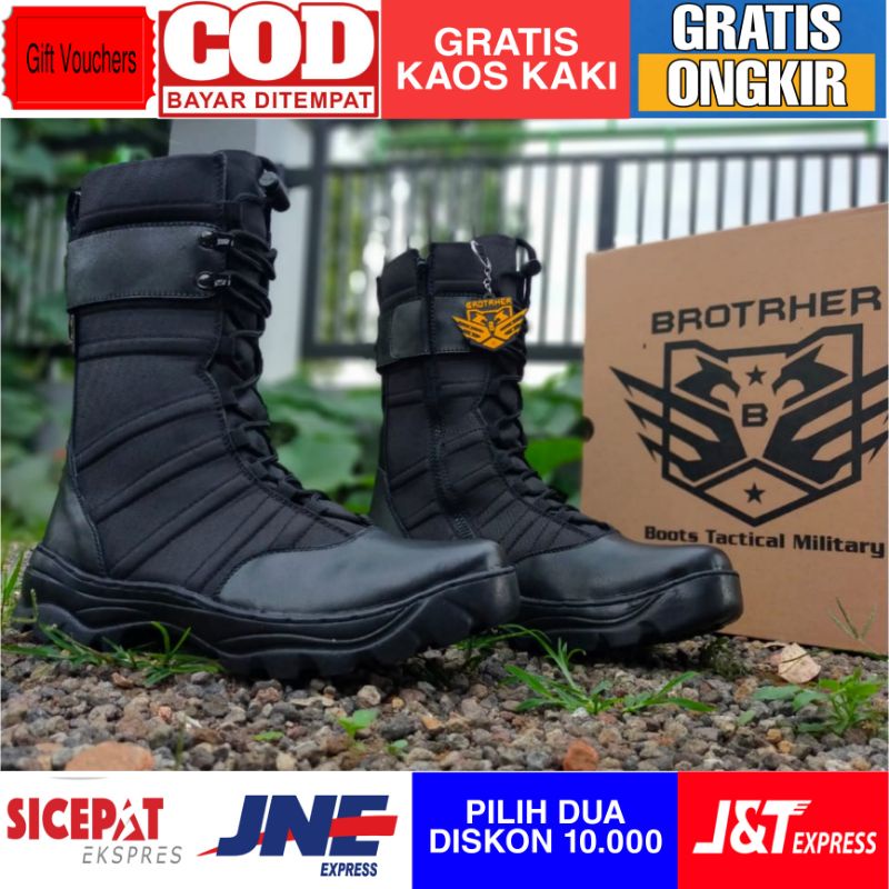 SEPATU PDL KULIT TNI POLRI SEKURITY OUTDOR HIKING GUNUNG TINGGI 8 INCHI KORDURA ANTI AIR PAKAI RESLETING OUTSOL KARET SUDAH DI SOL KUAT