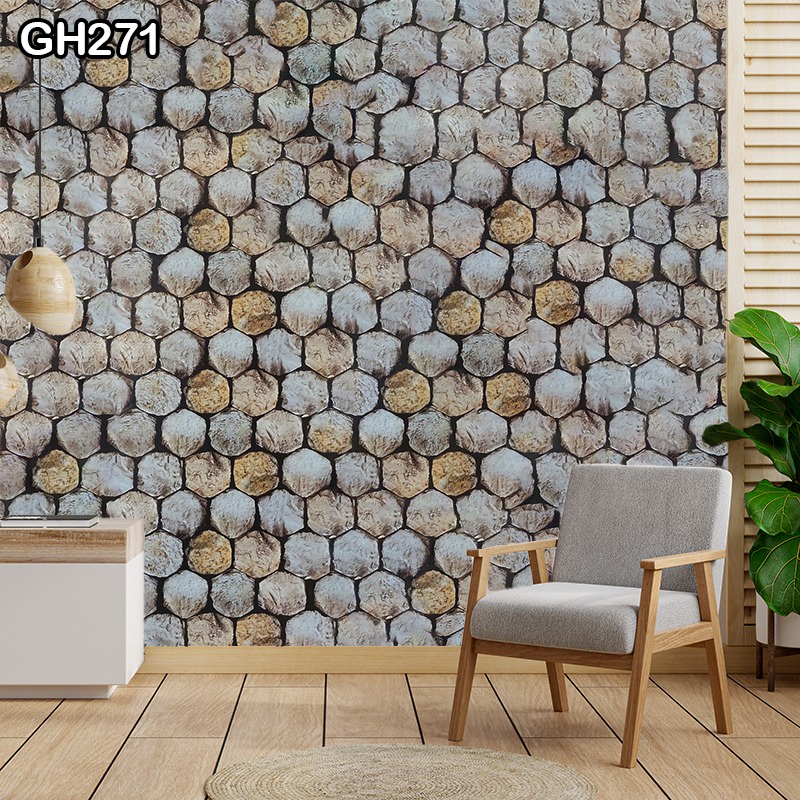 NEW MOTIF GH271 3D BATIK GOLD TERMURAH BAYAR DITEMPAT WALLPAPER DINDING GH 45CM X 10 METER