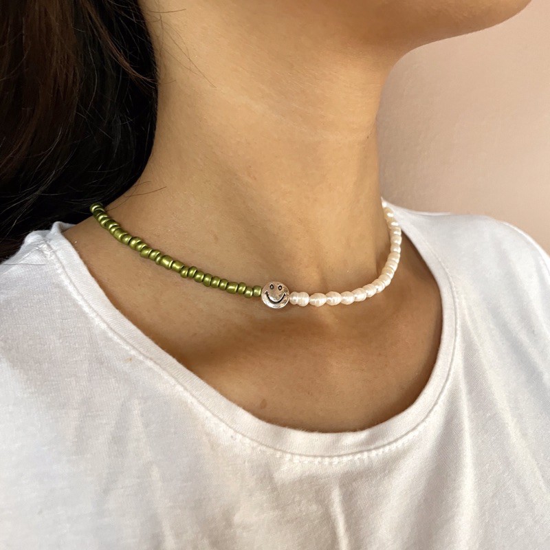 Smiley mixed pearl necklace