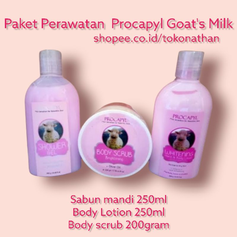 Paket perawatan badan mandi lengkap Procapyl Susu Kambing