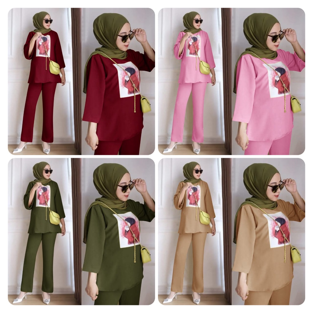 SET POMELO FASHION PAKAIAN WANITA SETELAN ATASAN DAN CELANA BABYTERRY MS