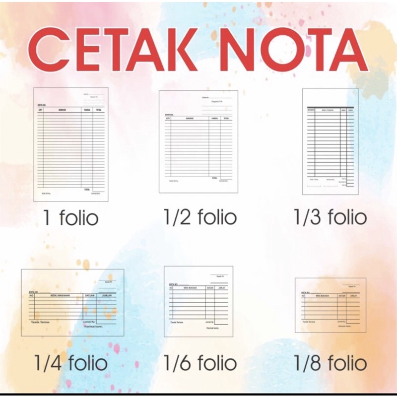 

CETAK NOTA 1RIM 3PLY/RANGKAP(CUSTOM NCR INVOICE BON)1RIM 3PLY