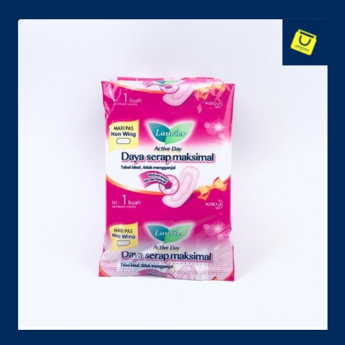 Pembalut Laurier Active Day Pink Non Wing Kemasan Sachet 22cm / Pembalut Renceng / Isi 10 / Kao