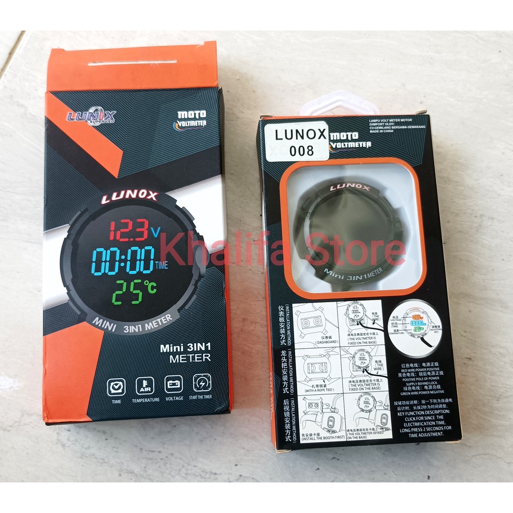 Jam Temperatur ruangan Suhu Volt meter Voltmeter 3in1 3 in 1 Digital Universal Dashboard dasbor Mobi