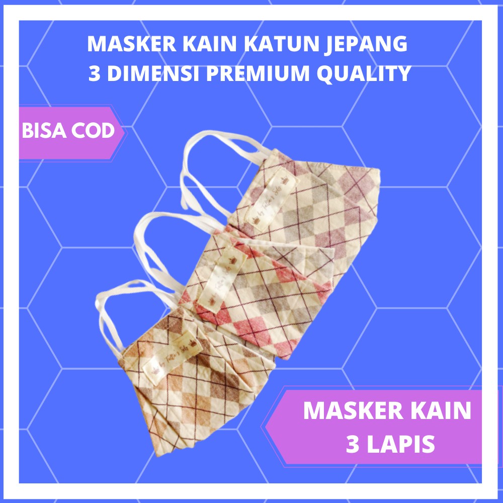 Masker  Non Medis 3D  Kain Katun Jepang 3Dimensi  Origami Evo Hanabi 3 Ply Earloop Premium Quality