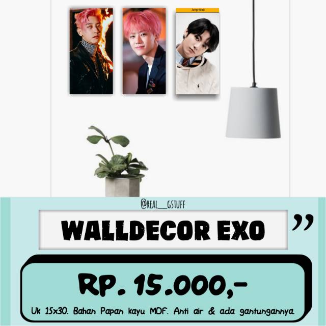 Walldecor EXO Ukuran 15x30cm Wall Decor Poster Kayu Hiasan Dinding KPOP Korea glossy