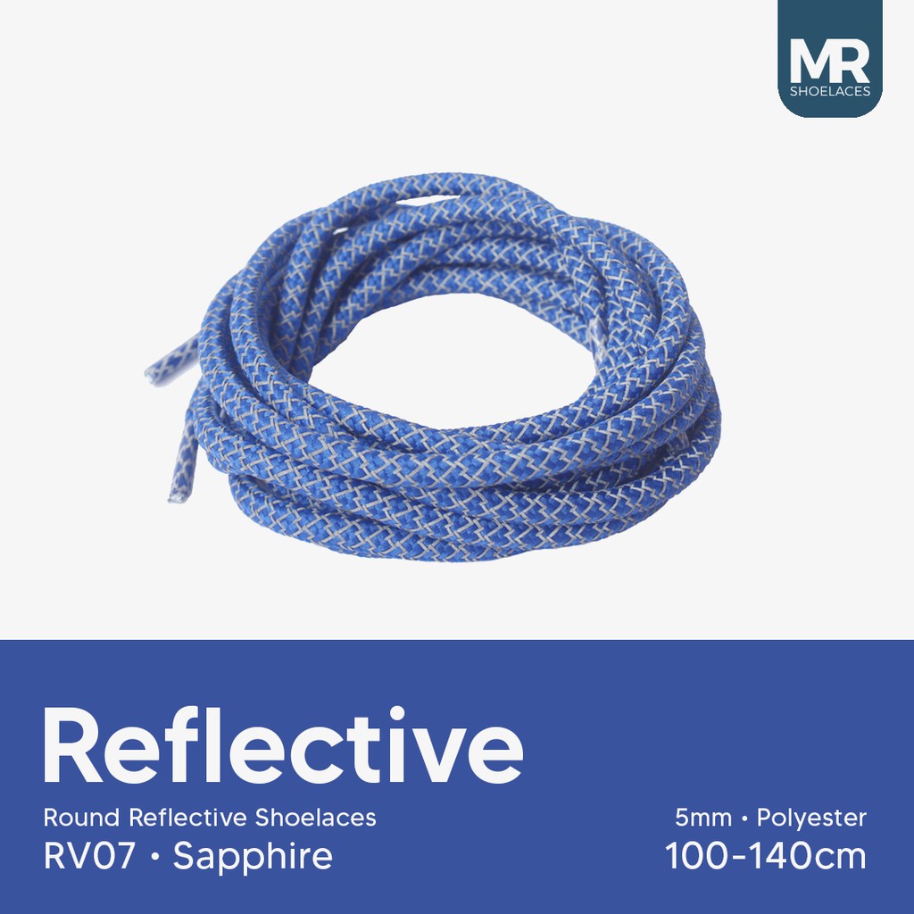 MR Shoelaces RV150 Tali Sepatu Reflektif (Reflective) 5-6mm Bulat Round Panjang 150cm (Menyala) - Premium Shoelace