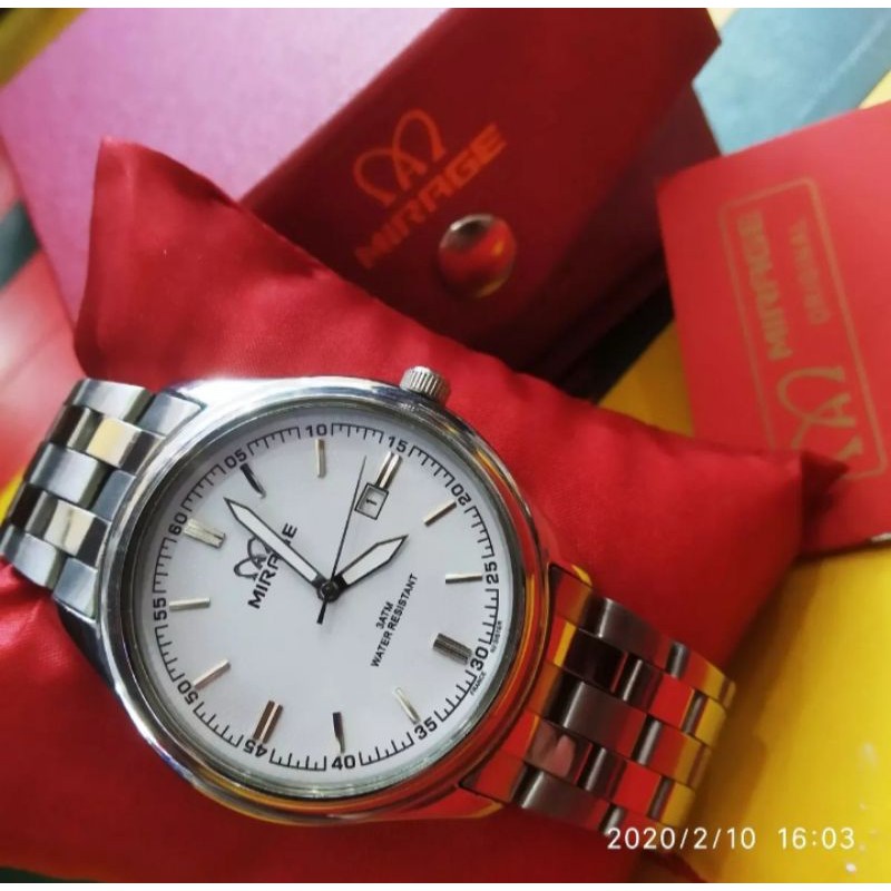 jam tangan pria;MIRAGE M8608BRP-Lsilver~ORIGINAL WATER RESISTANT~TGL~STAINLESS