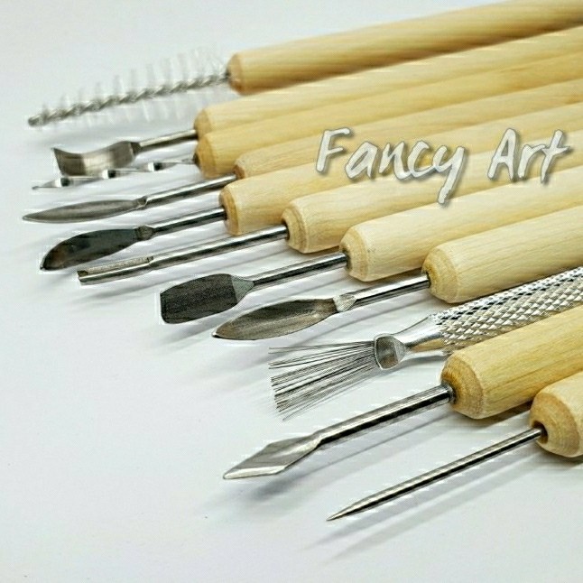 

UKIR-ALAT- CLAY SCULPTING POTTERY WAX CARVING TOOLS SET 11 ART CRAFT CLAY TOOL -ALAT-UKIR.