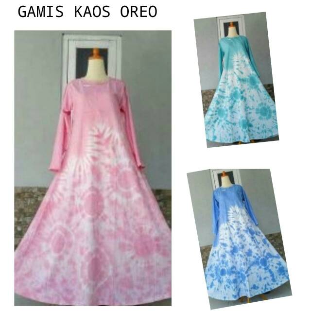 Gamis Kaos Oreo Jumbo Busui Kancing Depan / Longdress Kaos Tie Die Muslimah Tie Dye Tye Dye Tay Day