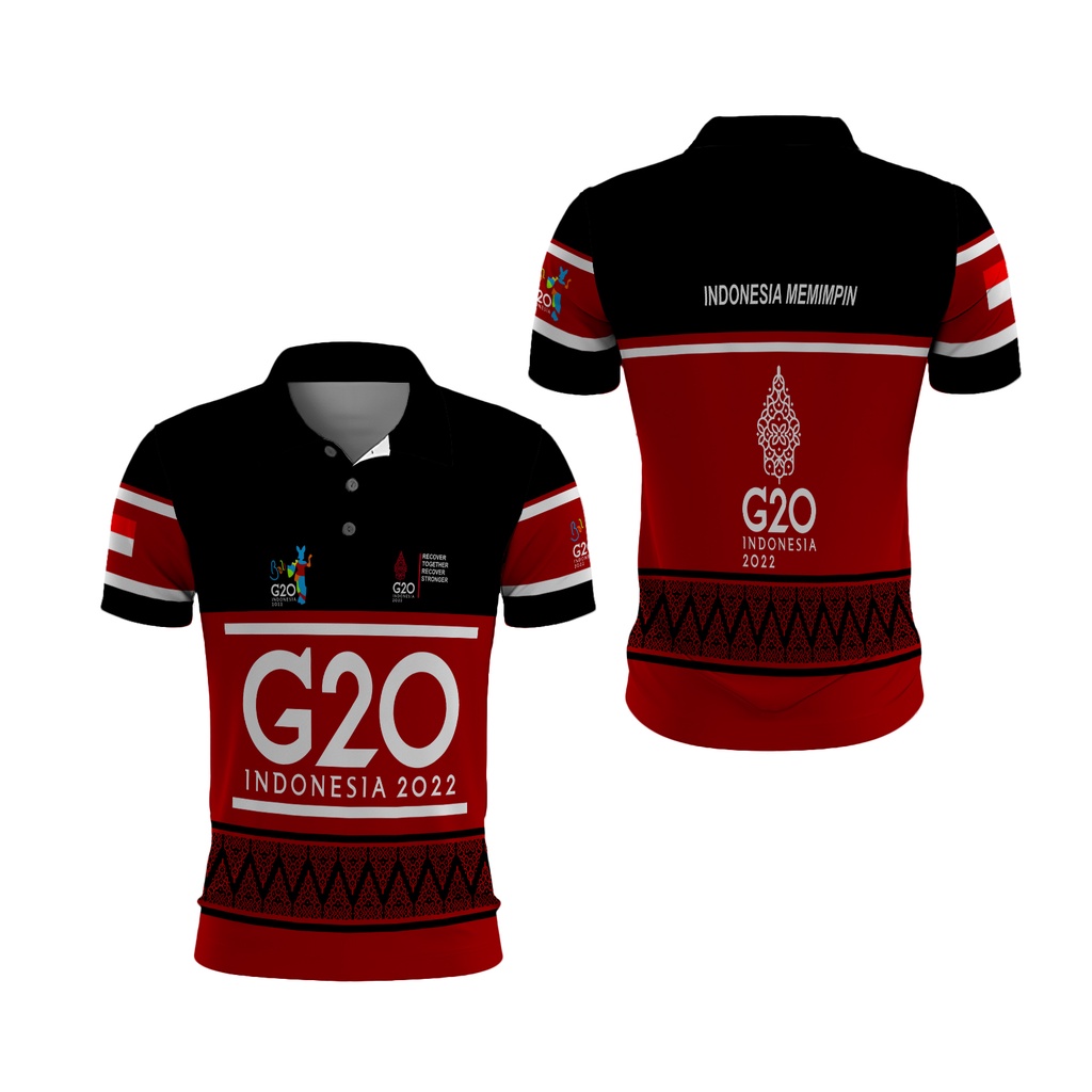 Utamamedia - Kaos G20 Kerah / Polo Shirt G20 Indonesia Memimpin FullPrint